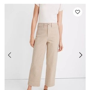 NWT 32 Madewell Slim Emmett Wide-Leg Gingham Pants
